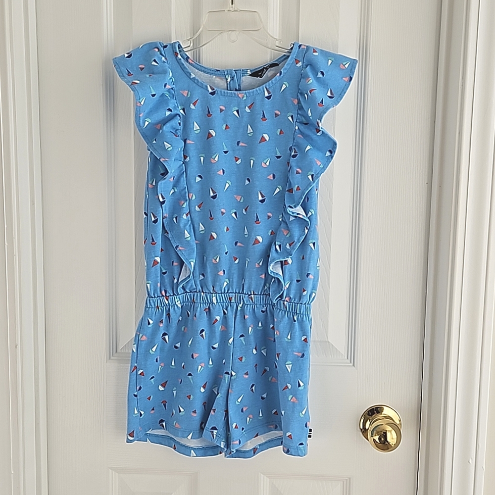 Nautica Girls Blue Sailboat Romper Small